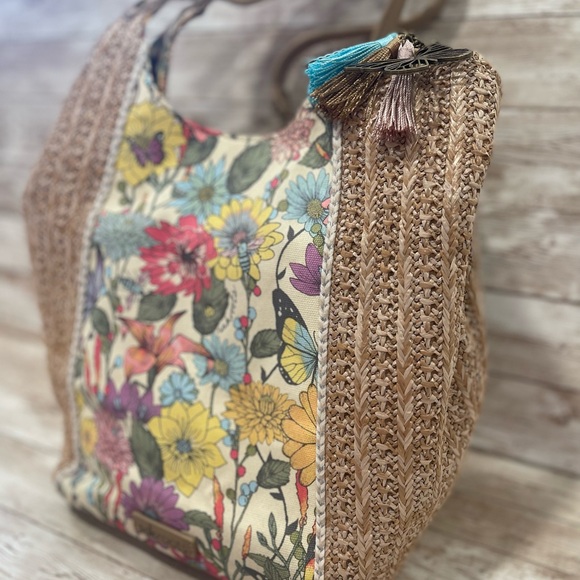 Sakroots Women’s Roma Straw Small Multicolor Floral Hobo Bag - Picture 7 of 10